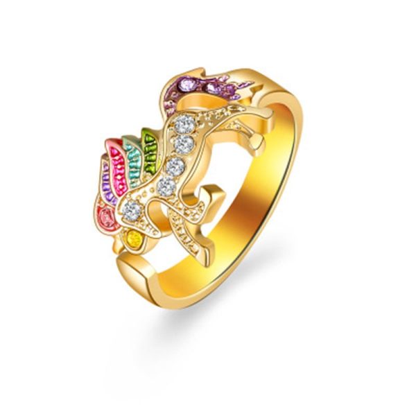 bague licorne dorée en cuivre