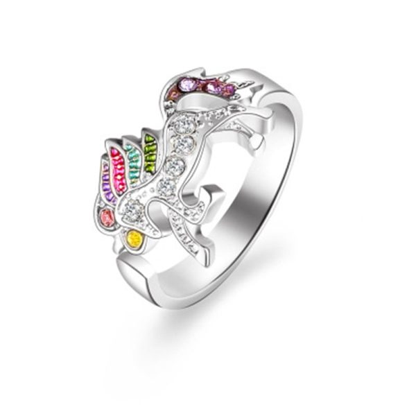 bague licorne argentée en cuivre
