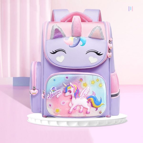 Cartable Licorne 3D Violet en école