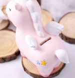 licorne rose résine tirelire