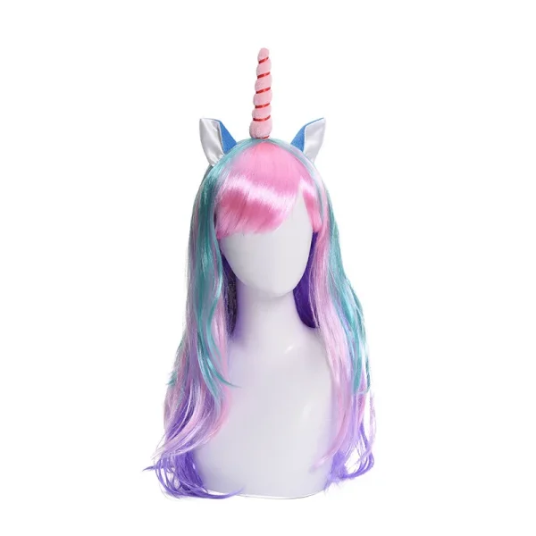 perruque licorne cheveux longs bouclés