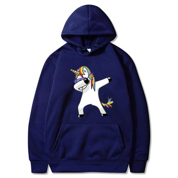 pull licorne adulte unisexe bleu foncé
