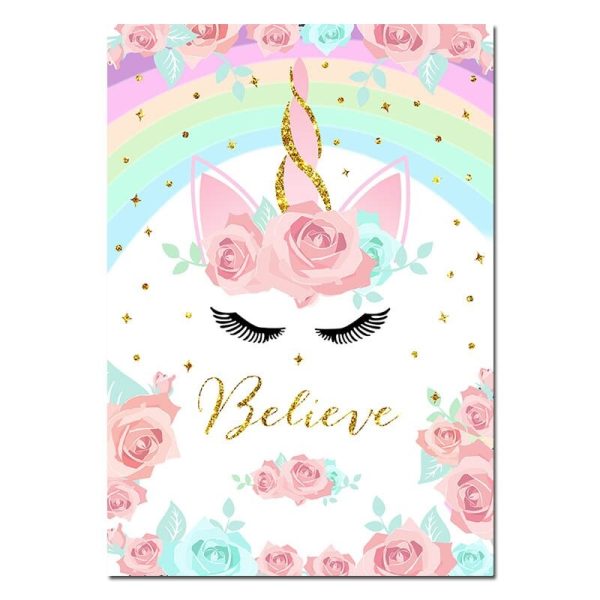 toile licorne fleurie