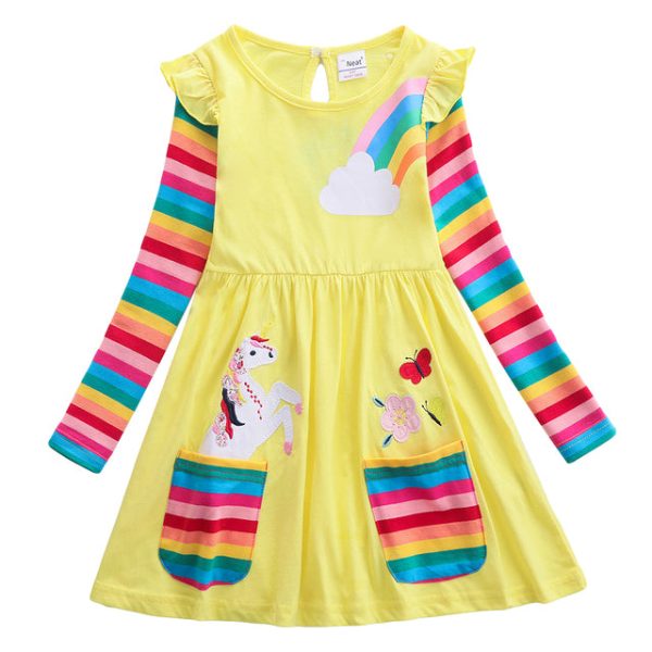 robe licorne jaune arc-en-ciel