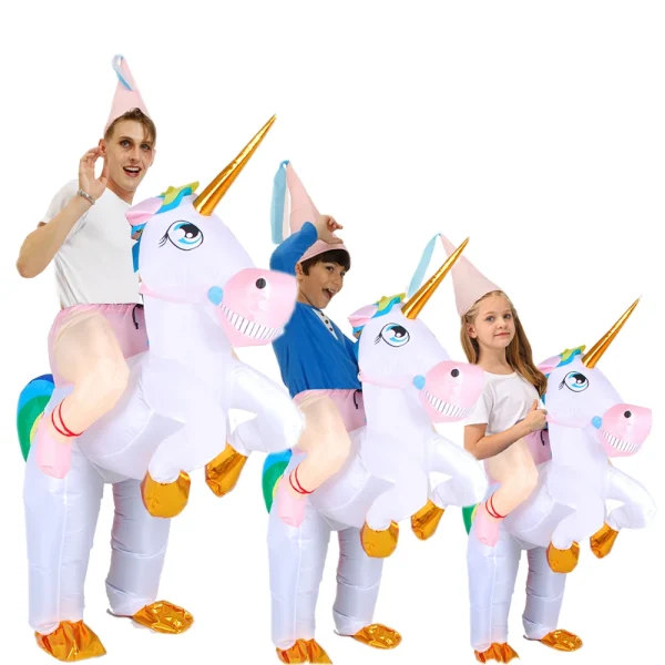 costume gonflable de licorne coloré