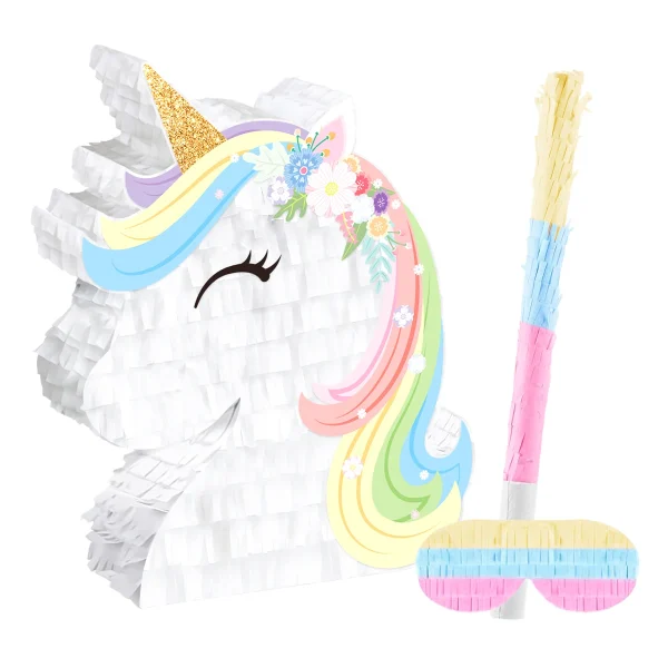 piñata tête de licorne blanche