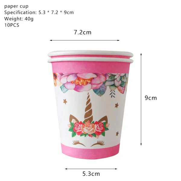 verre jetable tête de licorne
