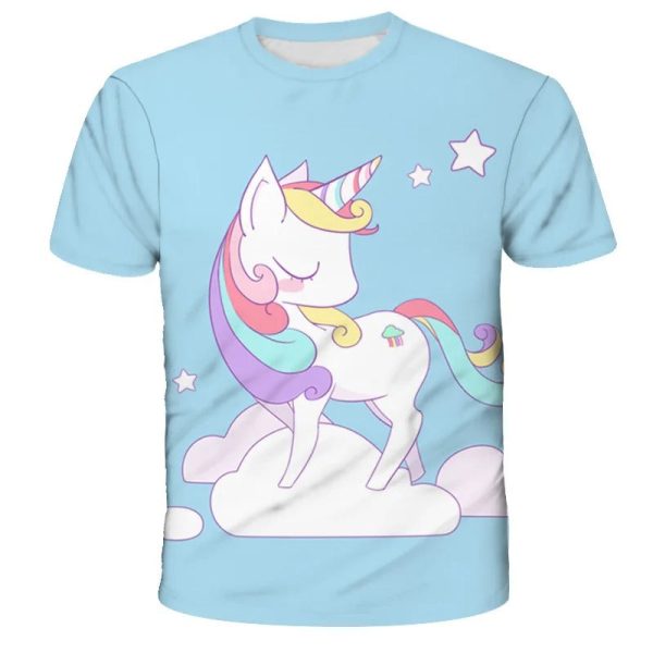 t-shirt licorne enfant bleu