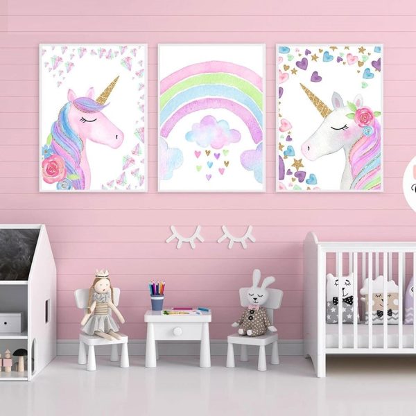 toile licorne arc-en-ciel fille