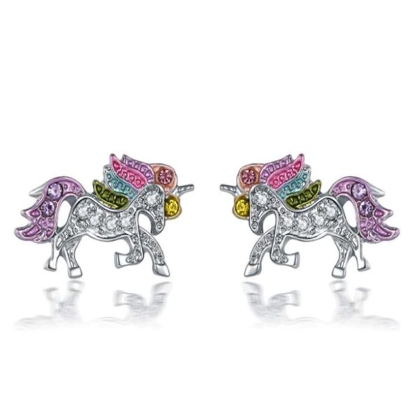 boucles d’oreilles licorne arc-en-ciel