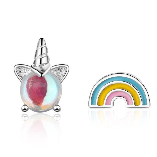 boucles d’Oreilles Licorne Arc-en-Ciel Kawaii