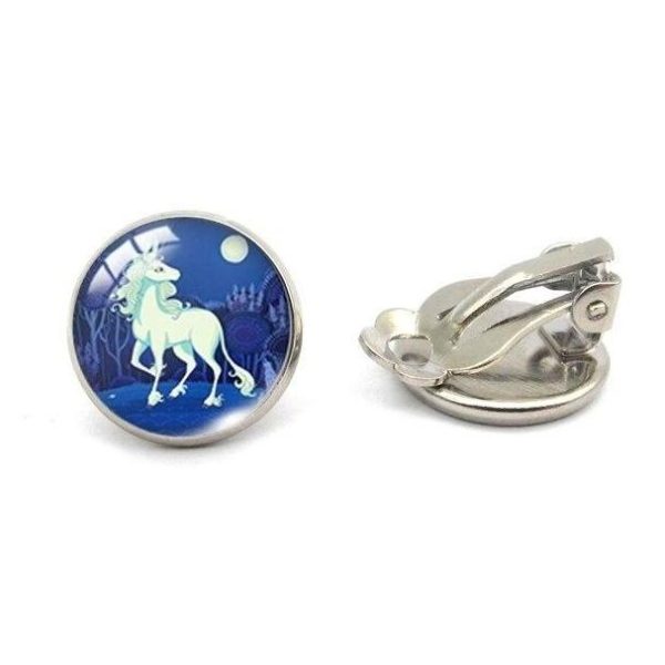 boucles d’oreilles licorne lune clip