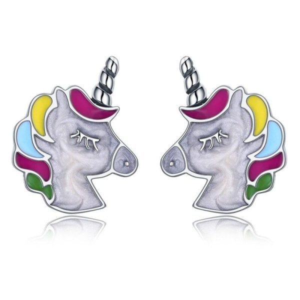 boucles d’oreilles licorne argent