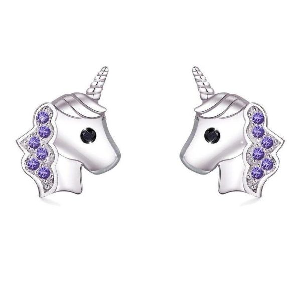 boucles d'oreilles licorne bleu pour fille