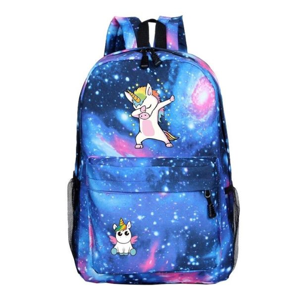 cartable licorne école galaxie bleu