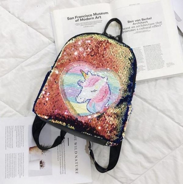 cartable licorne amour dorée
