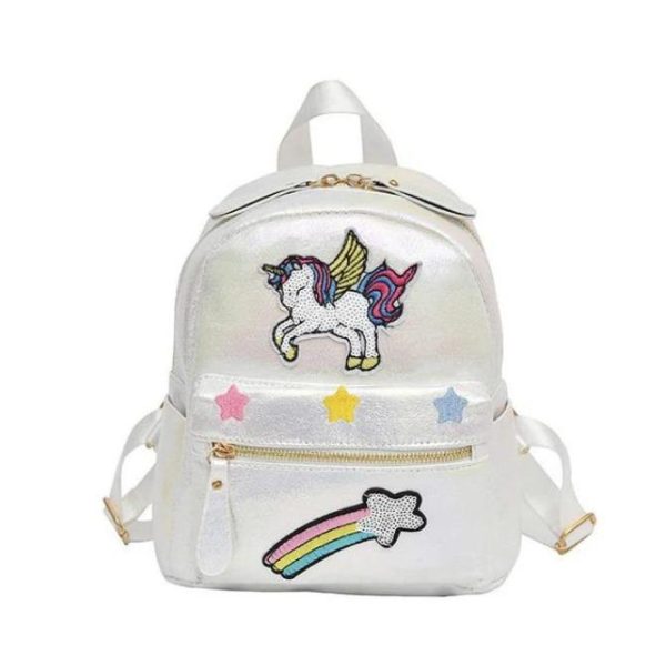 cartable licorne arc-en-ciel blanc