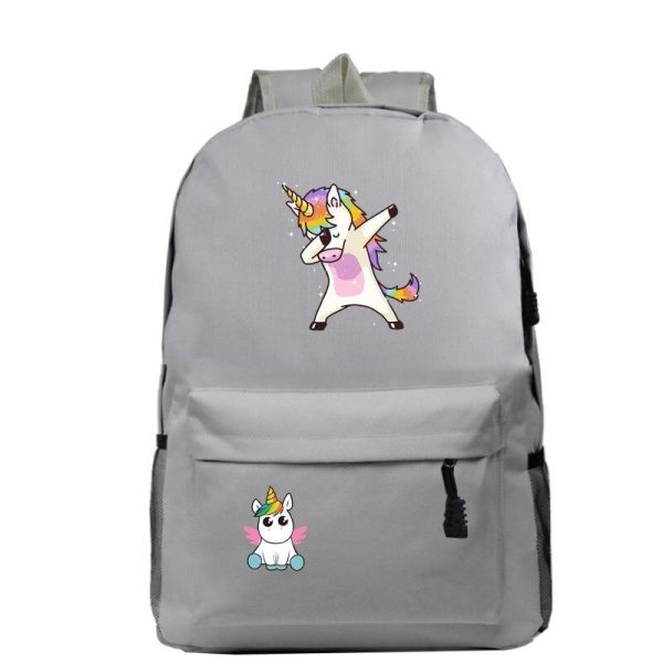 cartable licorne collège gris élégant