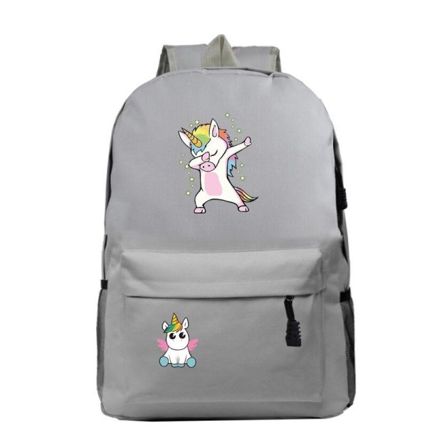 cartable licorne école gris