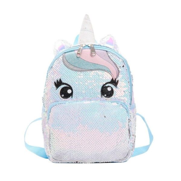 cartable licorne sequin bleu