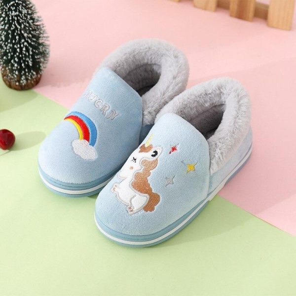 chausson licorne fille bleu
