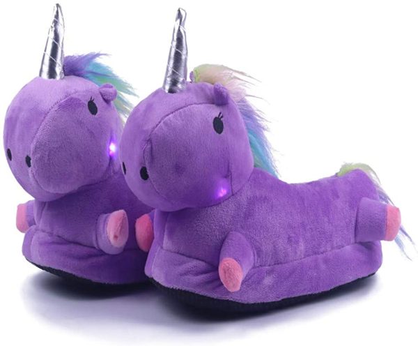 chausson licorne lumineux violet