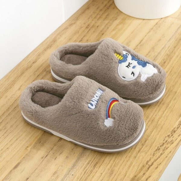 chausson licorne petite fille marron