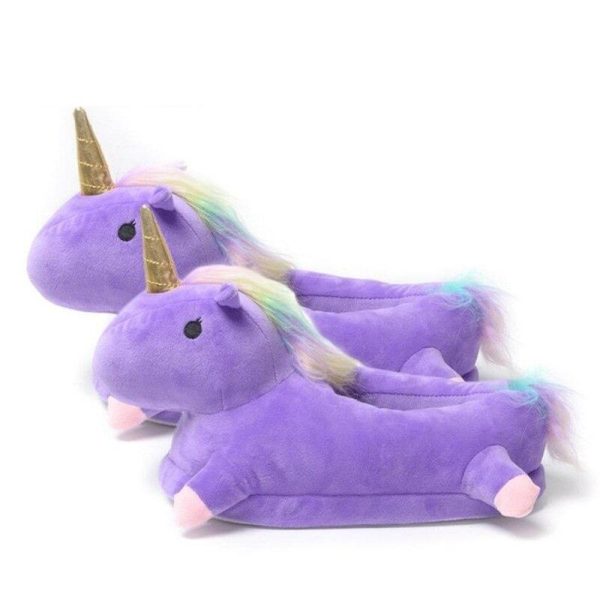 Chaussons Licorne Violet moelleux