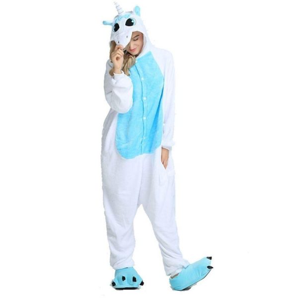 combinaison licorne femme bleue et blanche