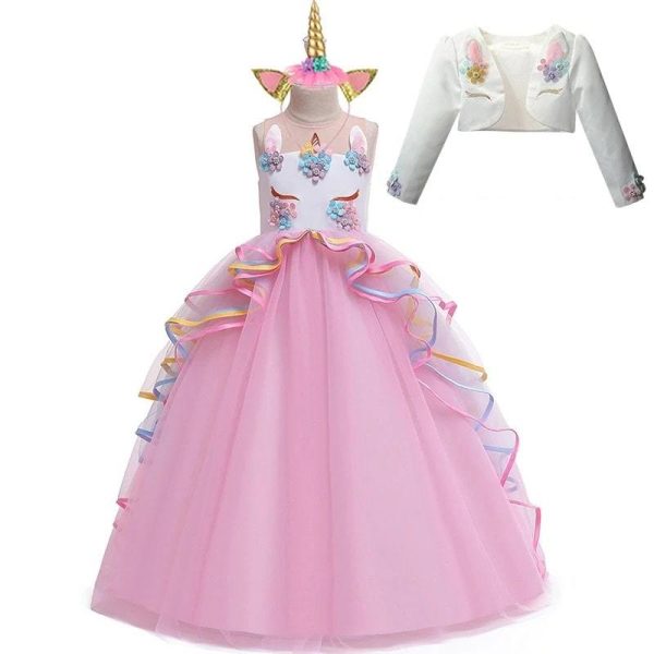robe déguisement licorne rose fille