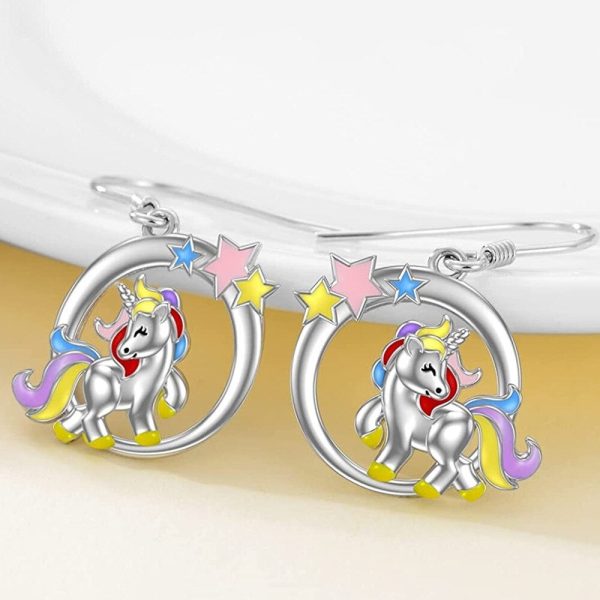 boucles d’oreilles licorne pendante