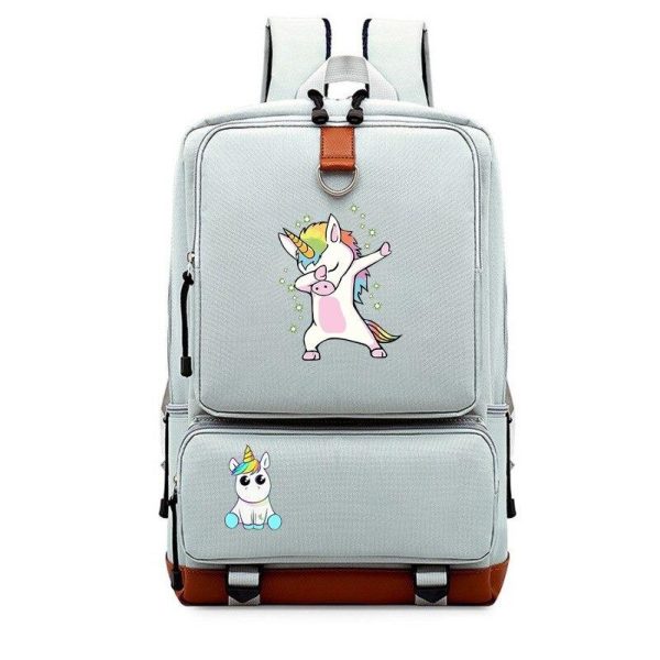 cartable licorne grand format gris