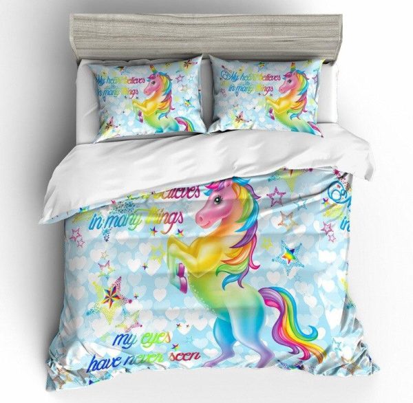 housse de couette licorne arc-en-ciel Pégase