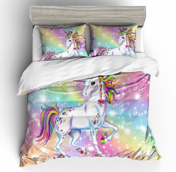 housse de couette licorne arc-en-ciel