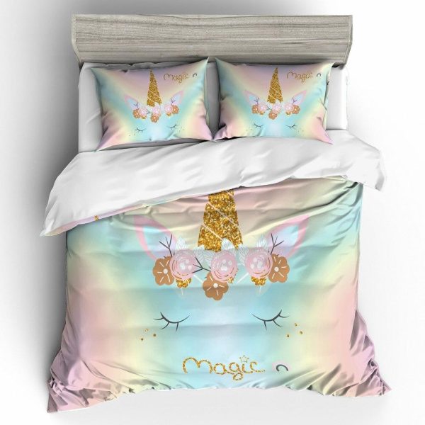 housse de couette motif licorne corne magique