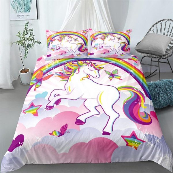 housse de couette licorne ciel coloré