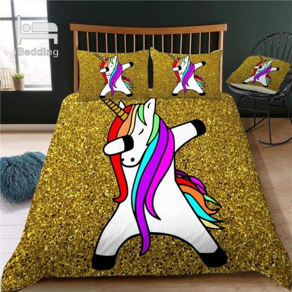 housse de couette licorne dorée enfant