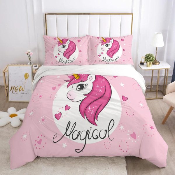 housse de couette licorne emoji rose