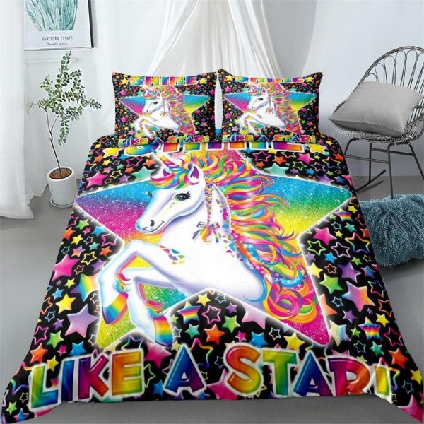 Housse de couette licorne étoiles