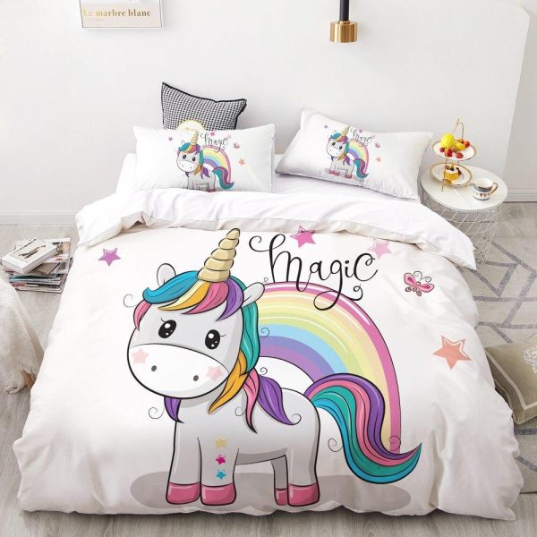 Housse de Couette Licorne Fille Magique Blanche