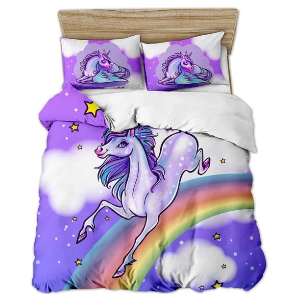 Housse de Couette Licorne Galope avec Taie d'Oreiller