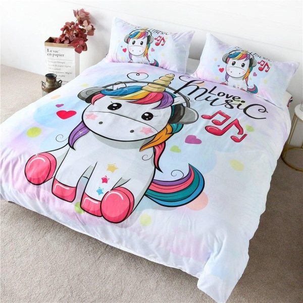 housse de couette licorne kawaii avec taie d'oreiller