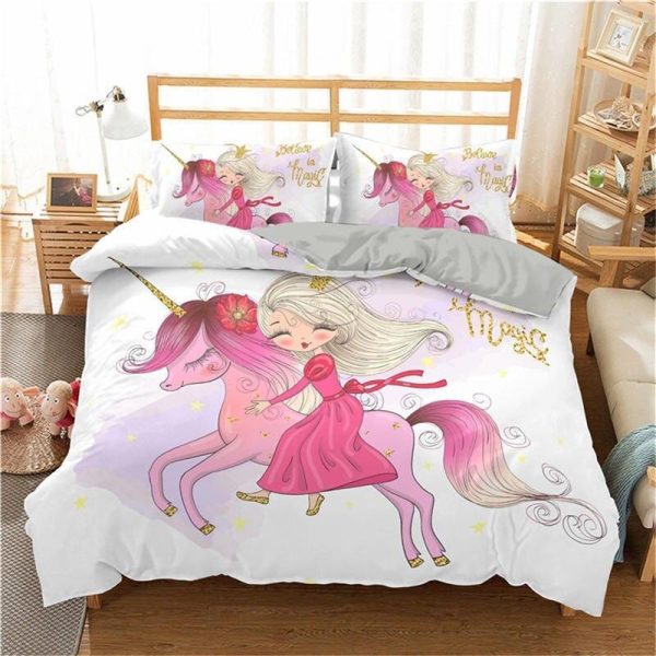 housse de couette licorne princesse et licorne
