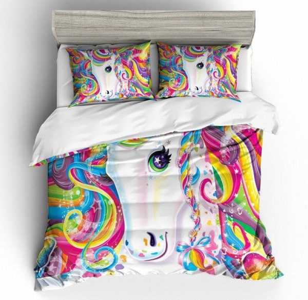 housse de couette licorne multicolore