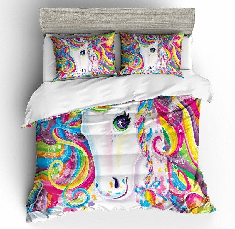housse de couette licorne multicolore