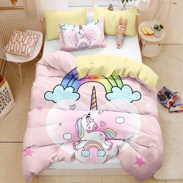 housse de couette licorne nouveau-né avec taie d'oreiller