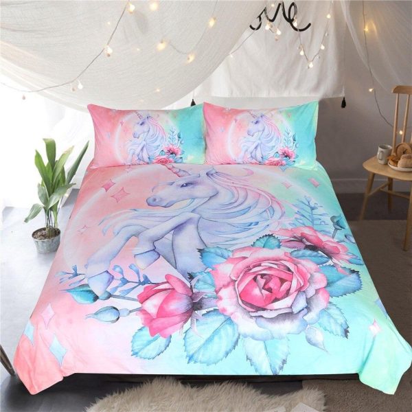 housse de couette licorne romantique