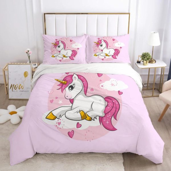 housse de couette licorne rose pâle
