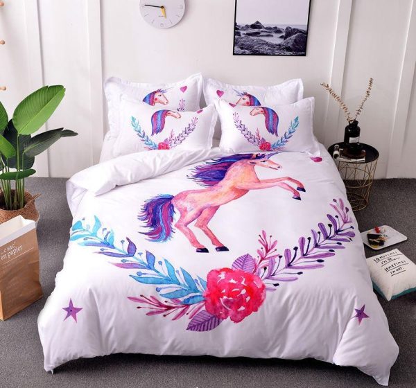 parure housse de couette licorne se cabrant