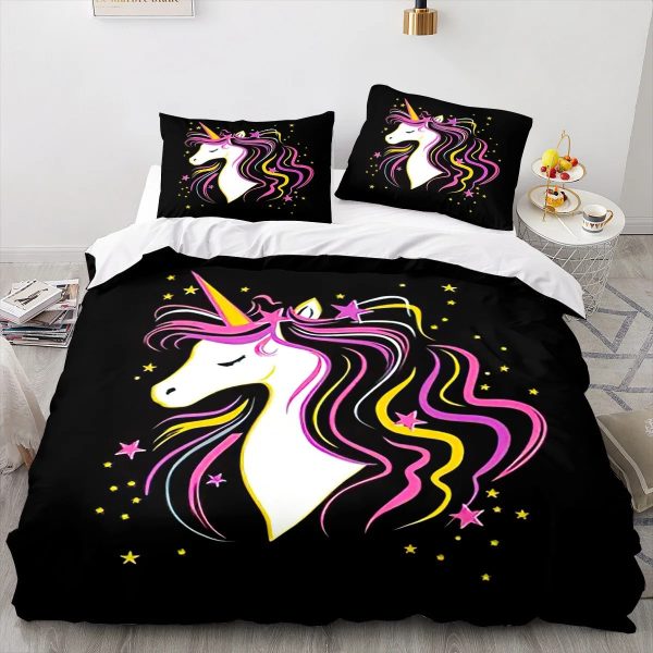 housse de couette licorne noir